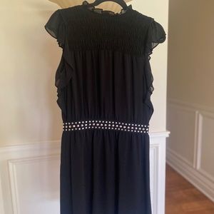 Michael Kors studded waist black high neck zip back closure dress